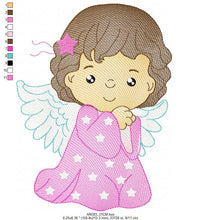 Cargar imagen en el visor de la galería, Angel with wings embroidery designs - Baby girl embroidery design machine embroidery pattern - girl with wings embroidery file pes download
