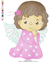 Cargar imagen en el visor de la galería, Angel with wings embroidery designs - Baby girl embroidery design machine embroidery pattern - girl with wings embroidery file pes download
