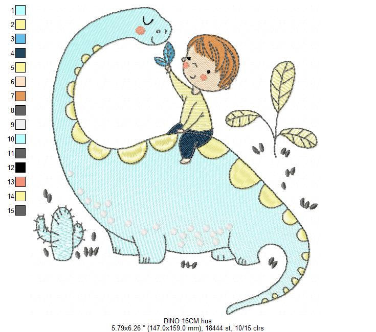 Dinosaur embroidery designs - Dino embroidery design machine embroidery pattern - instant download - Baby girl embroidery file Brontosaurus
