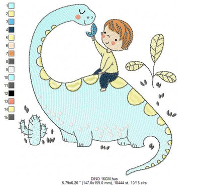 Dinosaur embroidery designs - Dino embroidery design machine embroidery pattern - instant download - Baby girl embroidery file Brontosaurus
