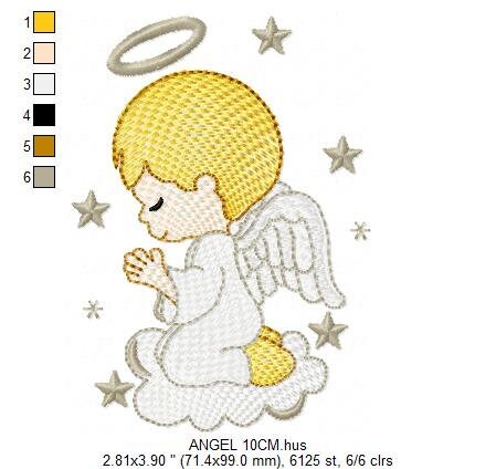 Angel with wings halo and cloud embroidery designs - Baby boy embroidery design machine embroidery pattern - Boy with wings embroidery file