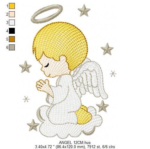 Angel with wings halo and cloud embroidery designs - Baby boy embroidery design machine embroidery pattern - Boy with wings embroidery file