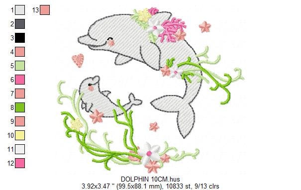Dolphin embroidery designs - Ocean Fish embroidery design machine embroidery pattern - Baby girl embroidery file - sea animal embroidery pes