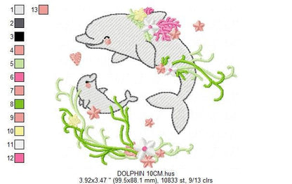 Dolphin embroidery designs - Ocean Fish embroidery design machine embroidery pattern - Baby girl embroidery file - sea animal embroidery pes