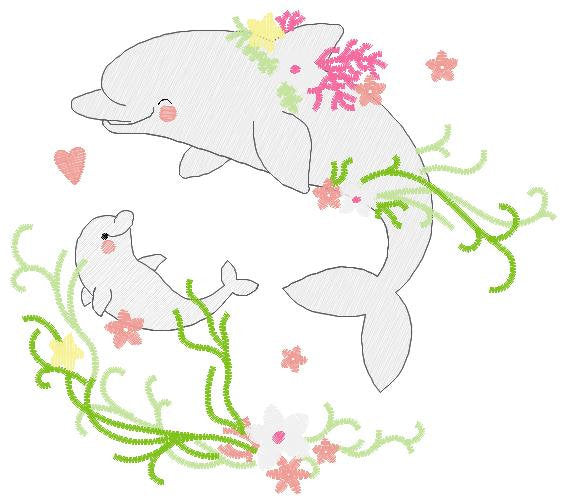 Dolphin embroidery designs - Ocean Fish embroidery design machine embroidery pattern - Baby girl embroidery file - sea animal embroidery pes