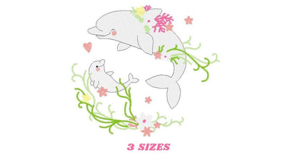 Dolphin embroidery designs - Ocean Fish embroidery design machine embroidery pattern - Baby girl embroidery file - sea animal embroidery pes