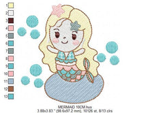 Cargar imagen en el visor de la galería, Mermaid embroidery designs - Princess embroidery design machine embroidery pattern - Mermaid rippled design Baby girl embroidery download
