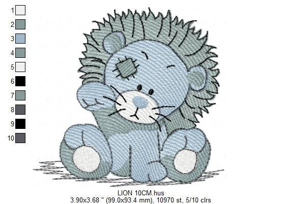 Patched Lion embroidery designs - Safari embroidery design machine embroidery pattern - Baby boy embroidery file - Lion embroidery download
