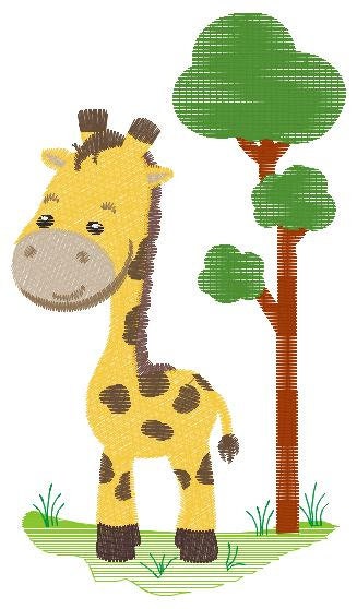 Giraffe with tree embroidery design - Safari Animal embroidery designs machine embroidery pattern - Boy embroidery file - Instant download