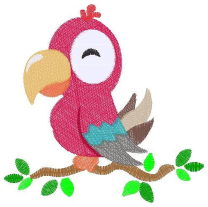 Parrot embroidery designs - Tropical Bird machine embroidery pattern - Baby girl and boy file - Instant digital download pes jef dst hus vp3