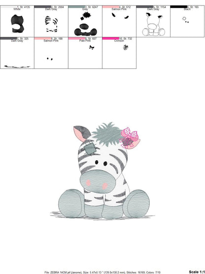 Patched Zebra embroidery design - Animal embroidery designs machine embroidery pattern - Baby girl embroidery - Safari embroidery file