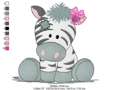 Patched Zebra embroidery design - Animal embroidery designs machine embroidery pattern - Baby girl embroidery - Safari embroidery file