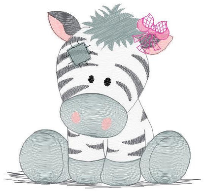 Patched Zebra embroidery design - Animal embroidery designs machine embroidery pattern - Baby girl embroidery - Safari embroidery file