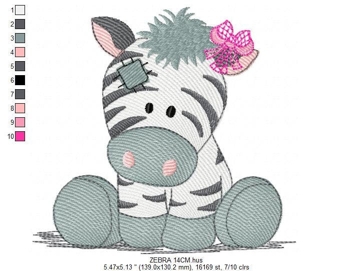 Patched Zebra embroidery design - Animal embroidery designs machine embroidery pattern - Baby girl embroidery - Safari embroidery file