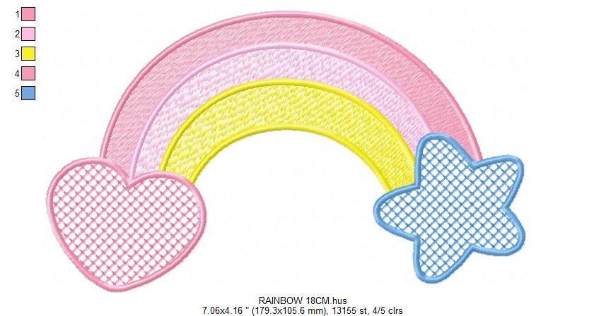 Rainbow embroidery design - Sky embroidery designs machine embroidery pattern - Baby girls embroidery file - rainbow rippled star heart - Marcia Embroidery