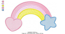 Load image into Gallery viewer, Rainbow embroidery design - Sky embroidery designs machine embroidery pattern - Baby girls embroidery file - rainbow rippled star heart
