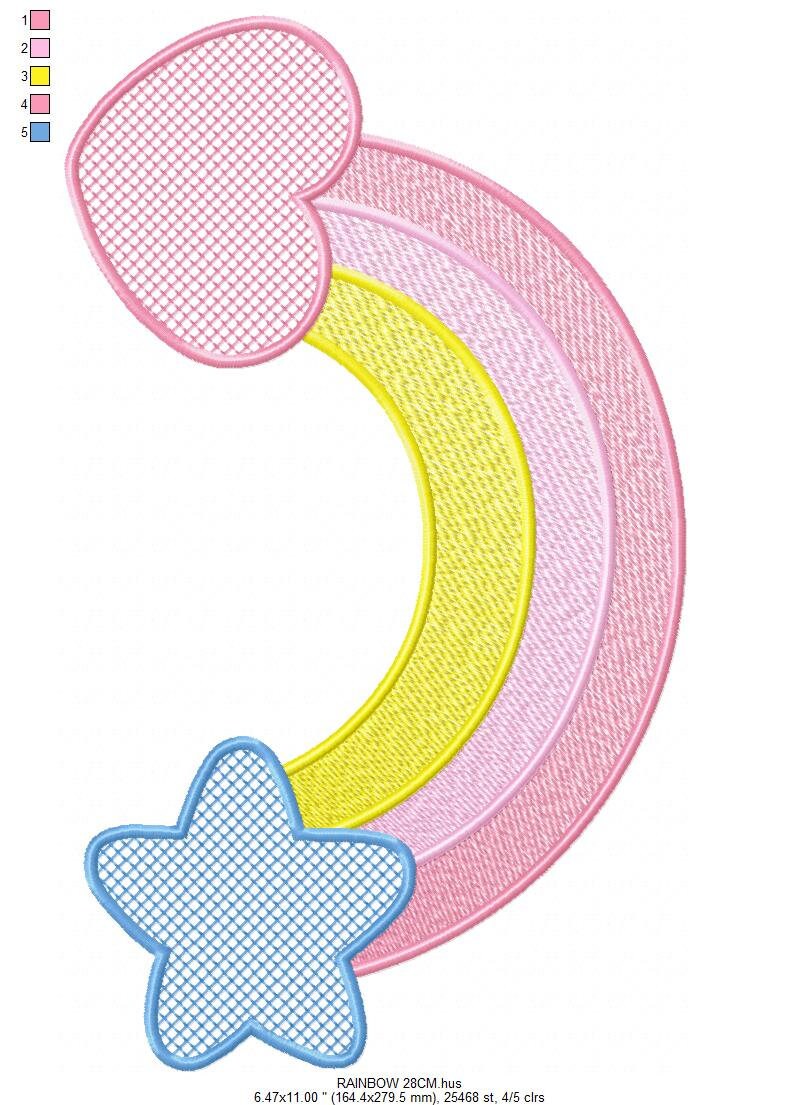 Rainbow embroidery design - Sky embroidery designs machine embroidery pattern - Baby girls embroidery file - rainbow rippled star heart - Marcia Embroidery