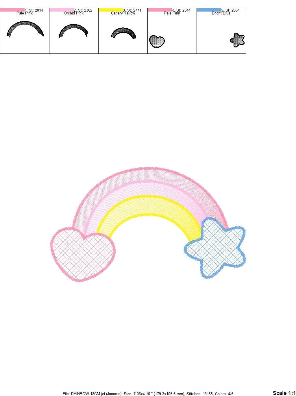 Rainbow embroidery design - Sky embroidery designs machine embroidery pattern - Baby girls embroidery file - rainbow rippled star heart - Marcia Embroidery