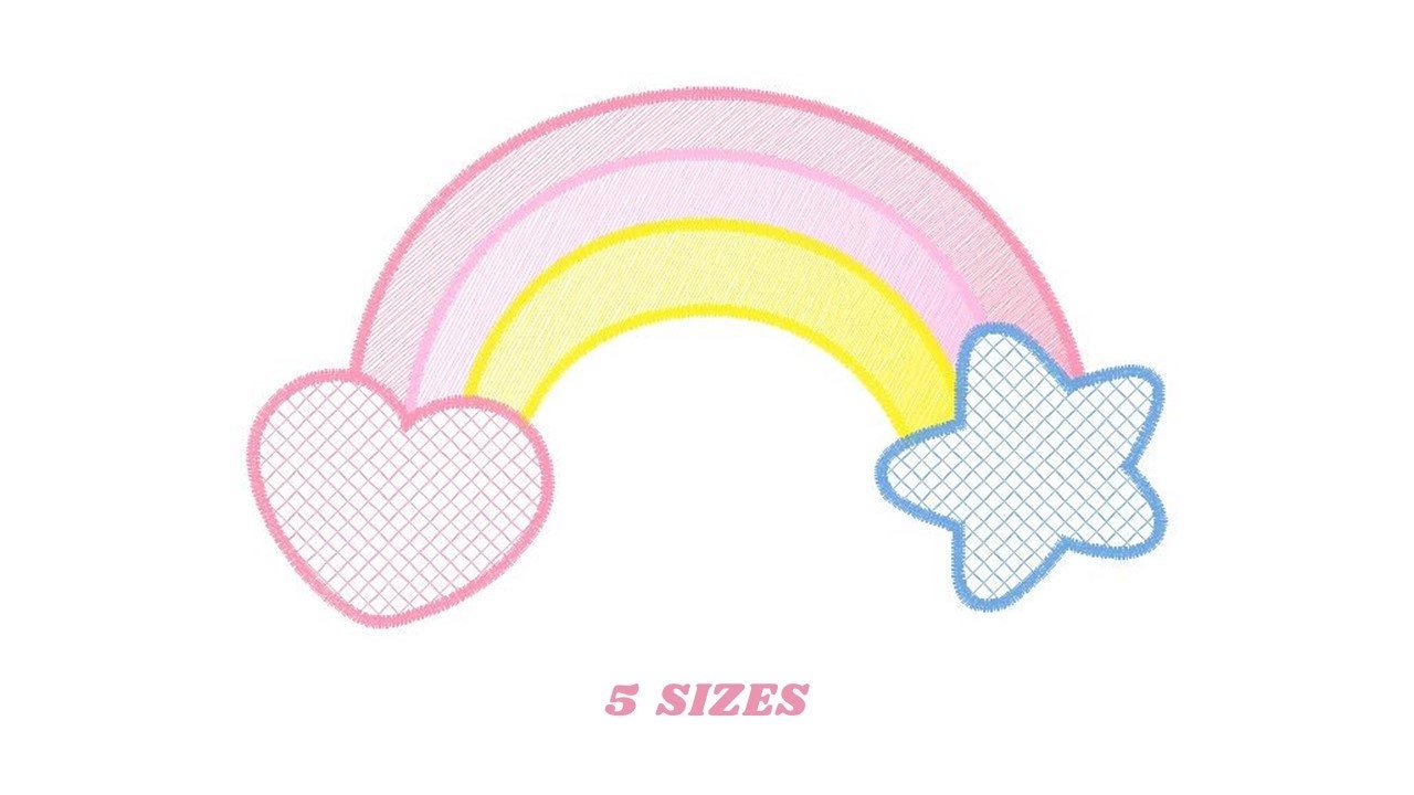 Rainbow embroidery design - Sky embroidery designs machine embroidery pattern - Baby girls embroidery file - rainbow rippled star heart - Marcia Embroidery