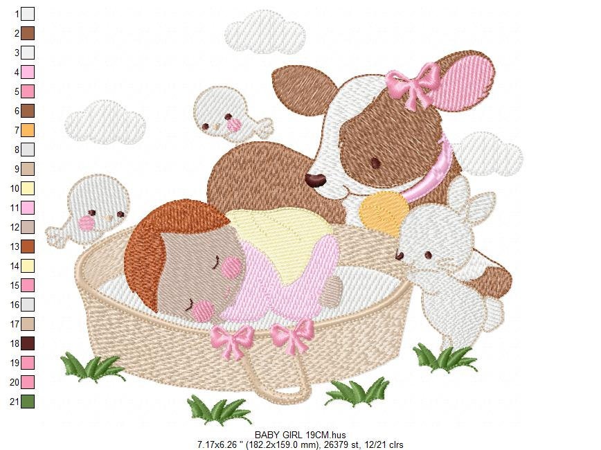Sleeping baby embroidery design - Baby girl embroidery design machine embroidery pattern - Newborn embroidery file nursery  instant download Marcia Embroidery