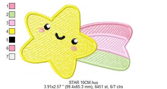 Star embroidery designs - Rainbow embroidery design machine embroidery pattern - Baby girl embroidery file - kid embroidery burp cloth bib Marcia Embroidery