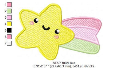 Star embroidery designs - Rainbow embroidery design machine embroidery pattern - Baby girl embroidery file - kid embroidery burp cloth bib Marcia Embroidery