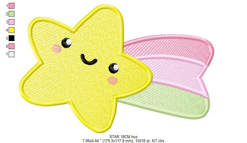 Star embroidery designs - Rainbow embroidery design machine embroidery pattern - Baby girl embroidery file - kid embroidery burp cloth bib Marcia Embroidery