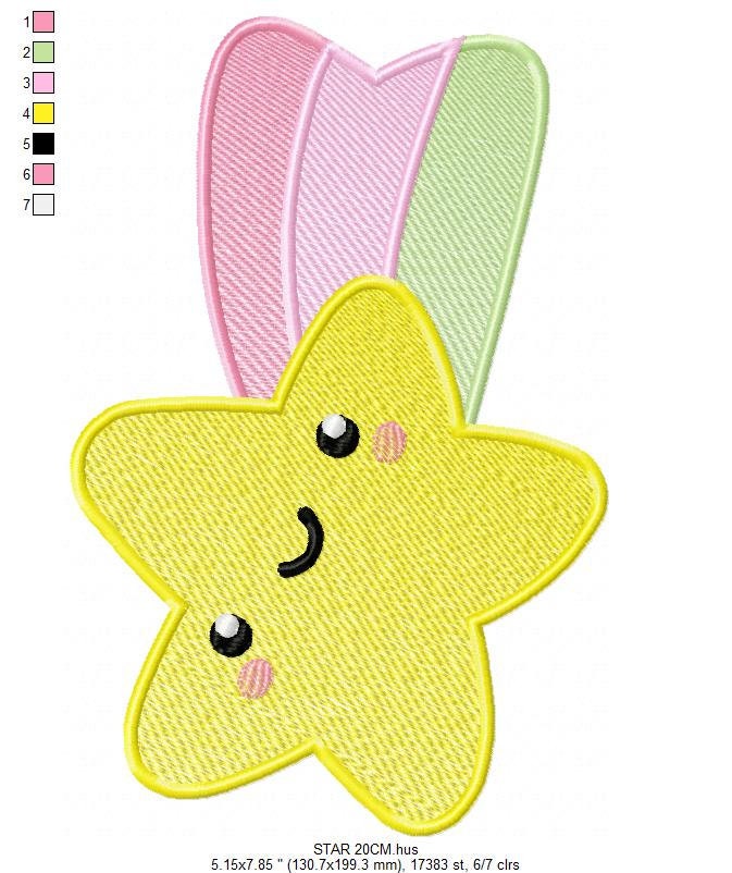 Star embroidery designs - Rainbow embroidery design machine embroidery pattern - Baby girl embroidery file - kid embroidery burp cloth bib Marcia Embroidery