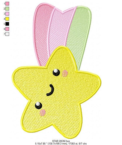 Star embroidery designs - Rainbow embroidery design machine embroidery pattern - Baby girl embroidery file - kid embroidery burp cloth bib Marcia Embroidery