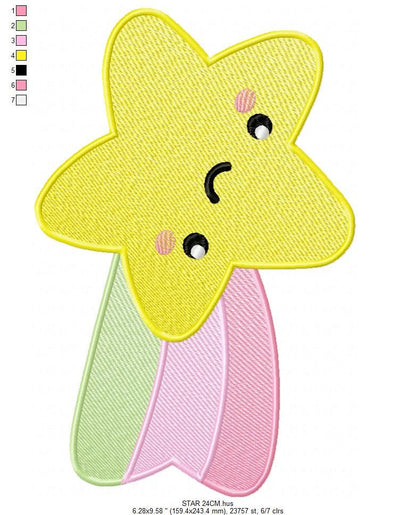Star embroidery designs - Rainbow embroidery design machine embroidery pattern - Baby girl embroidery file - kid embroidery burp cloth bib Marcia Embroidery