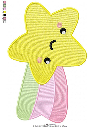 Star embroidery designs - Rainbow embroidery design machine embroidery pattern - Baby girl embroidery file - kid embroidery burp cloth bib Marcia Embroidery