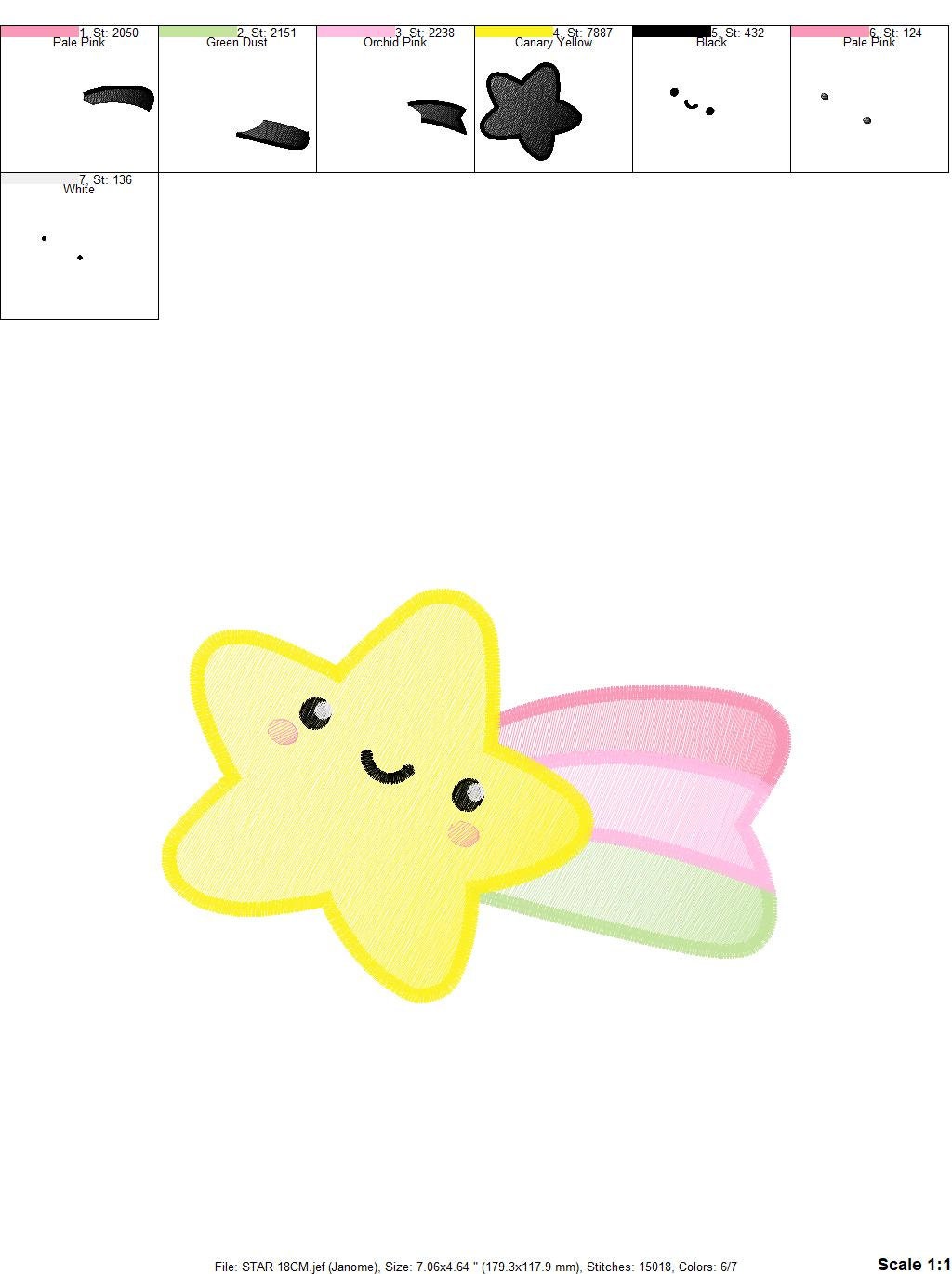 Star embroidery designs - Rainbow embroidery design machine embroidery pattern - Baby girl embroidery file - kid embroidery burp cloth bib Marcia Embroidery