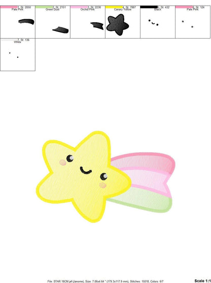 Star embroidery designs - Rainbow embroidery design machine embroidery pattern - Baby girl embroidery file - kid embroidery burp cloth bib Marcia Embroidery