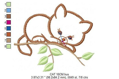 Cat embroidery design - Baby Girl machine embroidery pattern - Kitty applique design - Instant digital download pes jef dst hus vp3 xxx