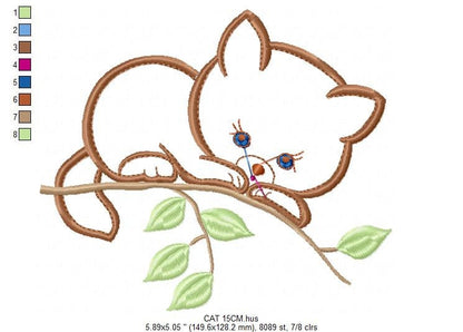Cat embroidery design - Baby Girl machine embroidery pattern - Kitty applique design - Instant digital download pes jef dst hus vp3 xxx