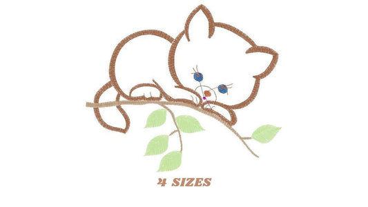 Cat embroidery design - Baby Girl machine embroidery pattern - Kitty applique design - Instant digital download pes jef dst hus vp3 xxx