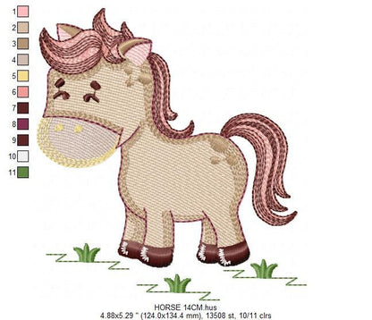 Horse embroidery design - Farm animals embroidery designs machine embroidery pattern - Horse ranch embroiery file - instant download pes
