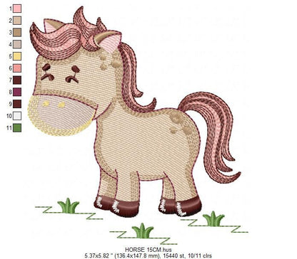 Horse embroidery design - Farm animals embroidery designs machine embroidery pattern - Horse ranch embroiery file - instant download pes