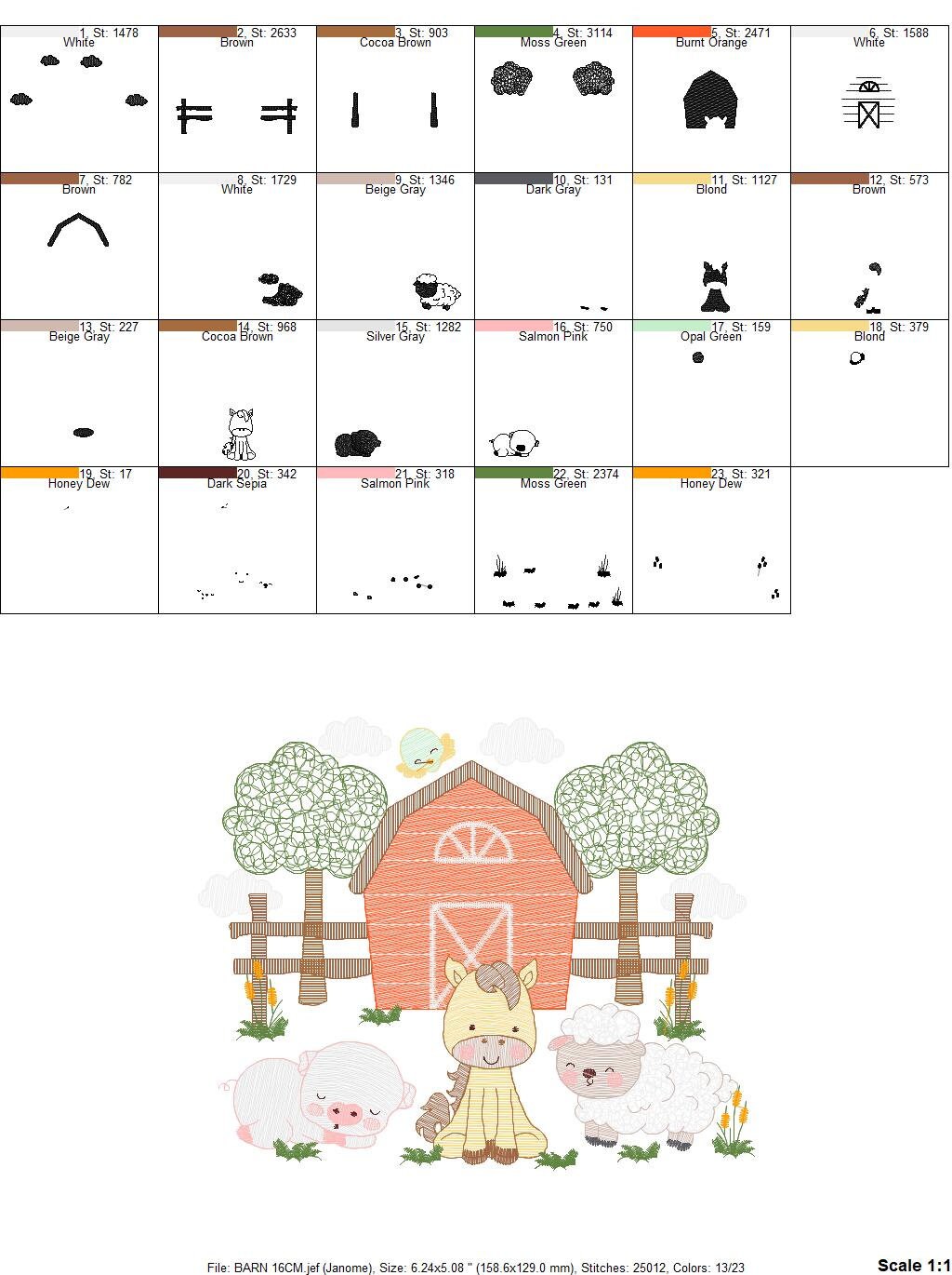 Barn animals embroidery design - Farm fence embroidery designs machine embroidery pattern - Horse pig sheep embroidery file - Boy embroidery
