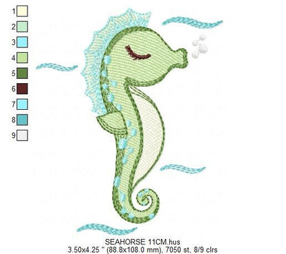 Seahorse embroidery design - Sea Animal embroidery designs machine embroidery pattern - Seahorse sleeping embroidery file - instant download Marcia Embroidery