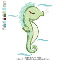 Laden Sie das Bild in den Galerie-Viewer, Seahorse embroidery design - Sea Animal embroidery designs machine embroidery pattern - Seahorse sleeping embroidery file - instant download
