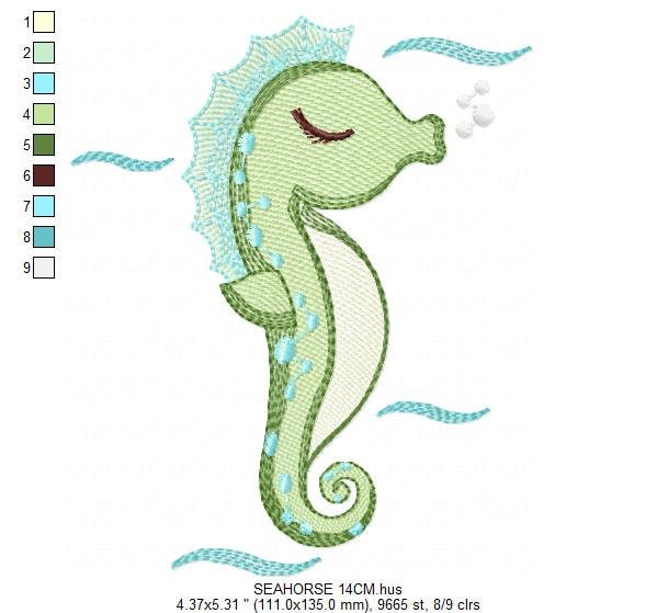 Seahorse embroidery design - Sea Animal embroidery designs machine embroidery pattern - Seahorse sleeping embroidery file - instant download Marcia Embroidery
