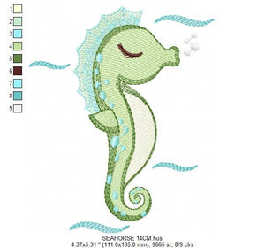 Seahorse embroidery design - Sea Animal embroidery designs machine embroidery pattern - Seahorse sleeping embroidery file - instant download