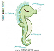 Charger l&#39;image dans la galerie, Seahorse embroidery design - Sea Animal embroidery designs machine embroidery pattern - Seahorse sleeping embroidery file - instant download
