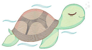 Turtle embroidery designs - Ocean animals embroidery design machine embroidery pattern - Sleeping Turtle embroidery - delicate sea animal