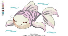 Charger l&#39;image dans la galerie, Fish embroidery designs - Ocean animals embroidery design machine embroidery pattern - Sleeping fish embroidery file - Delicate sea animals
