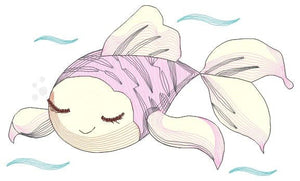 Fish embroidery designs - Ocean animals embroidery design machine embroidery pattern - Sleeping fish embroidery file - Delicate sea animals