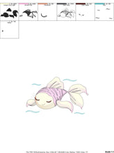 Load image into Gallery viewer, Fish embroidery designs - Ocean animals embroidery design machine embroidery pattern - Sleeping fish embroidery file - Delicate sea animals
