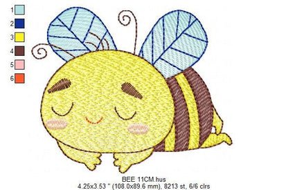 Bee embroidery design - Sleeping Bees embroidery designs machine embroidery pattern - Honey bee embroidery file - Save the bees download pes Marcia Embroidery