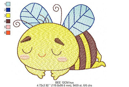 Bee embroidery design - Sleeping Bees embroidery designs machine embroidery pattern - Honey bee embroidery file - Save the bees download pes Marcia Embroidery